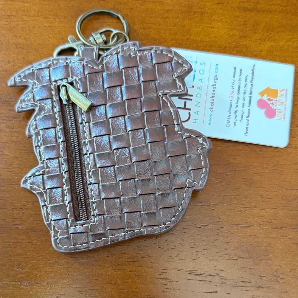 Chala Teal, Green & Brown Palm Tree Sunset Keychain Charm change purse - Picture 2 of 2